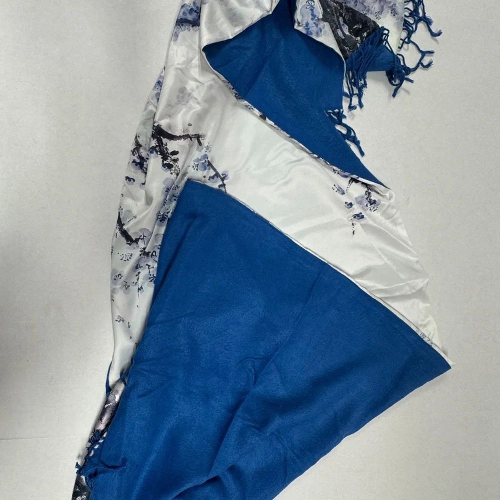 Oriental Floral/Plum‎ Blossom Print With Frindges Edges Scarf - 68